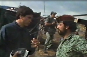 Perez Molina talking to reporter Alan Nairn near Nebaj, Quiche-3