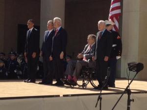 Presidents Carter, H.W. Bush, Clinton, W. Bush, and Obama at the George H.W. Bush Presidential Library today.