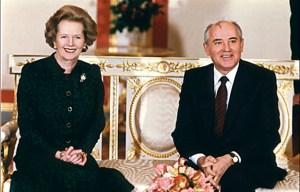 Thatcher and Gorbachev during a meeting on September 23, 1989 in the Kremlin