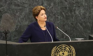Brazilian President Dilma Rousseff, tortured for opposing Brazil's totalitarian dictatorship in the 1970s, makes a strong stand against NSA surveillance practices at the UN general assembly this week. Photo: Spencer Platt/Getty Images