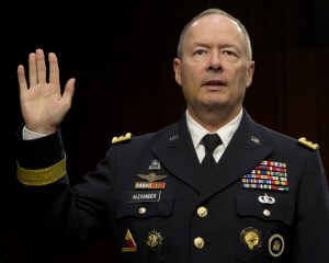 NSA chief Keith Alexander before the Senate Intelligence Committee. Alexander chose being evasive over being "misleading." (AP Photo/Carolyn Kaster)