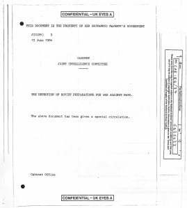 The British Cabinet Office continues to hide all but the first page of this key report on the danger during Able Archer 83.
