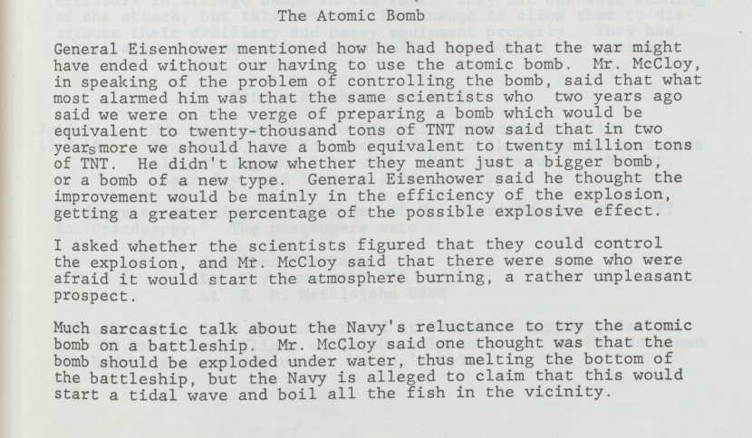 Entry for 4 October 1945, Robert P. Mieklejohn Diary