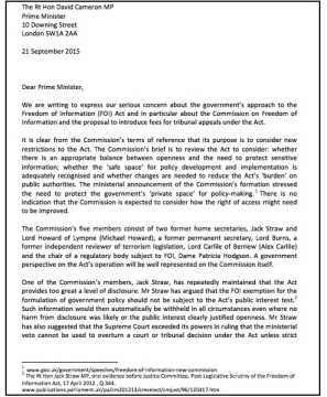 140 UK groups signed a letter protesting bias on FOIA commission.