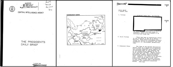 President's Daily Brief, 7 August 1965 (4 pp.), declassified 15 July 1993 Source: Lyndon Baines Johnson Library (Austin, Texas), National Security File, Intelligence Briefings File, obtained by Dr. William Burr.