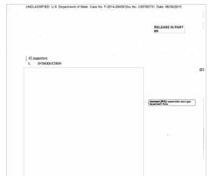 Draft 2009 speech Clinton delivered to the CFR withheld entirely by discretionary b5. 