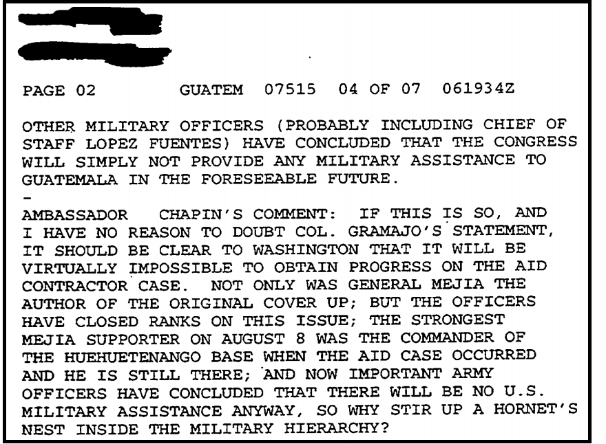 Chapins comments from a September 6, 1983, State Department cable.