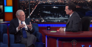 Colbert cites declassified document in Rumsfeld interview.