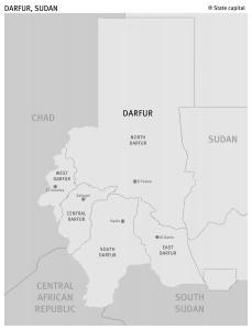 Map of Darfur from Human Rights Watch.