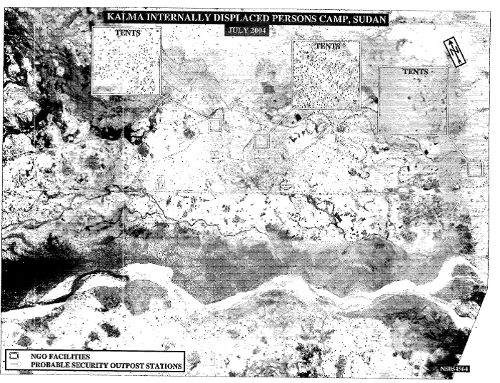 Satellite imagery from July 2004 shows the rapid growth of IDPs in camps.