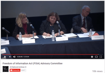 The Justice Department's Melanie Pustay answers (sort of) questions during the FOIA Advisory Committee meeting. 